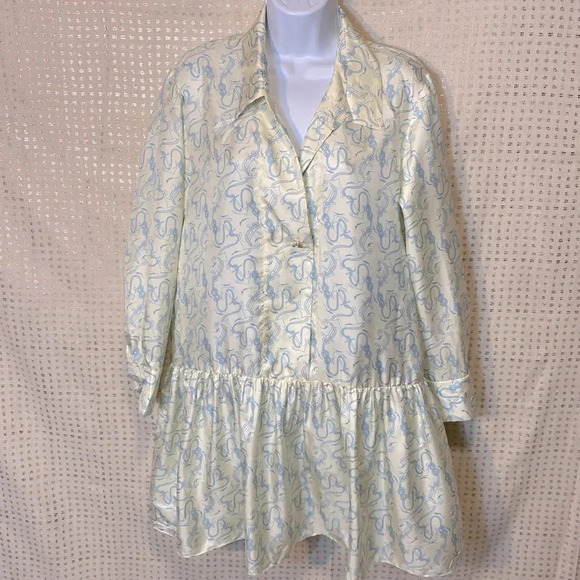 Sandro Rozie Silk Mini Shirt Dress with Long Sleeves and Collar - Picture 2 of 14